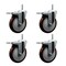 Service Caster 5 Inch Maroon Polyurethane Swivel 34 Inch Threaded Stem Caster Set with Total Lock Brake SCC-TSTTL20S514-PPUB-MRN-34212-4 - alternate 1